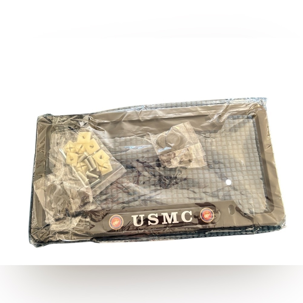 USMC Metal License Plate Frame W/Hardware Military Proud American Driver Car